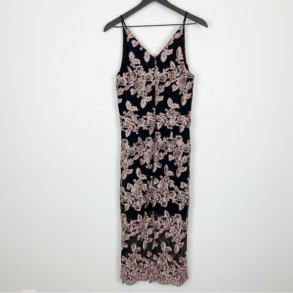Xscape Lace Midi Dress Mesh Floral Strapless - Picture 3 of 6